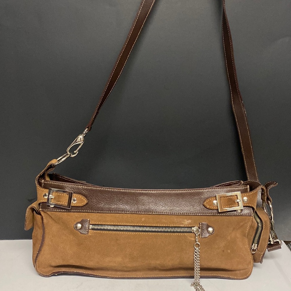RAGAZZI Crossbody Brown Leather Suede Purse Zip